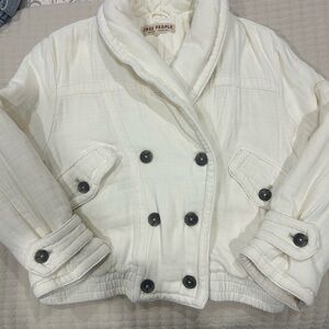 Free People Cream Double-Breasted Jacket